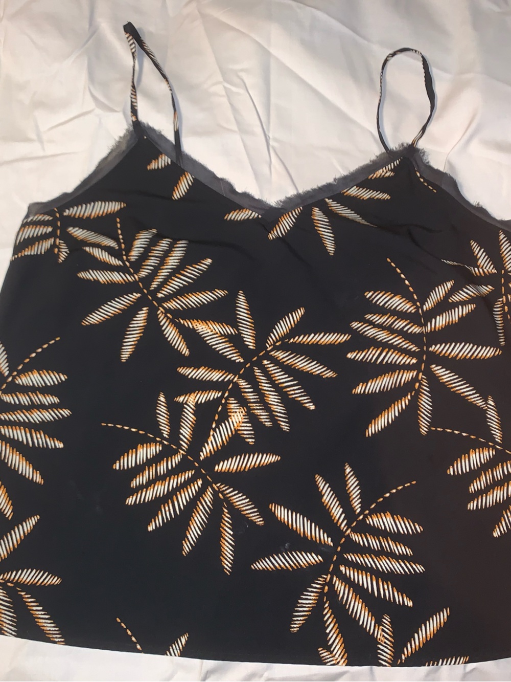 a new day Black Camisole with Gold Palm Print
